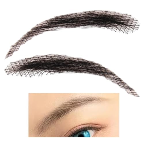 Echthaar Augenbrauen Set, Realistische Gefälschte Augenbrauen Natürlich Aussehende Augenbrauen Wiederverwendbare Menschenhaar Falsche Augenbrauen für Männer und Frauen, Urlaub Make-up oder Alltag (1 von ccuzs