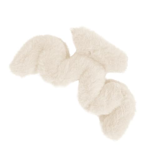 Fuzzy Claw Clip – Plüsch-Klauenclips in gewellter Form, Haarschmuck für Damen und Mädchen, große Clips für dünnes/mitteldickes Haar für den täglichen Gebrauch, niedlich von ccuzs