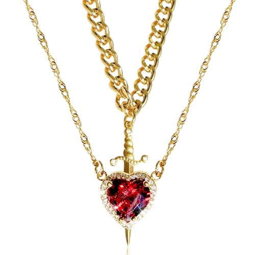 Herz Anhänger Halskette Freundschaftsschmuck Passende romantische Ketten Set Langlebige Legierung mit Magnetverschluss für Jahrestag Geburtstag St. Tag, 19.69 Zoll, riferimento alla descrizione von ccuzs