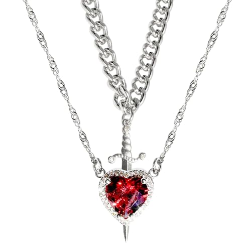 Herz Anhänger Halskette Freundschaftsschmuck Passende romantische Ketten Set Langlebige Legierung mit Magnetverschluss für Jahrestag Geburtstag St. Tag, 19.69 Zoll, riferimento alla descrizione von ccuzs