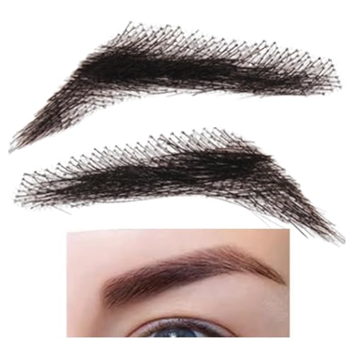 Real Hair Eyebrow Set, Realistic Fake Eyebrows, Natural Looking Eyebrows, Reusable Human Hair False Eyebrows for Men and Women, Holiday Makeup or Everyday Use (1 Pair) von ccuzs