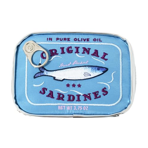 Sardine Can Design Cosmetics Bag, Funny Toiletry Organizer Pouch for Travel Skincare Eye Shadow Shampoo, Aesthetic Storage Case for Bathroom Purse Luggage, 6.1x4.33x1.77 Inches, blau, riferimento von ccuzs