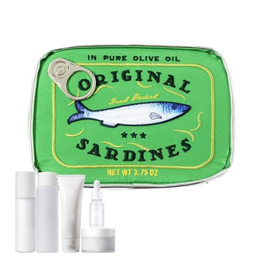 Sardine Can Design Cosmetics Bag, Funny Toiletry Organizer Pouch for Travel Skincare Eye Shadow Shampoo, Aesthetic Storage Case for Bathroom Purse Luggage, 6.1x4.33x1.77 Inches von ccuzs