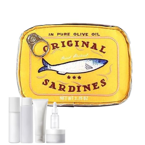 Sardine Can Design Cosmetics Bag, Funny Toiletry Organizer Pouch for Travel Skincare Eye Shadow Shampoo, Aesthetic Storage Case for Bathroom Purse Luggage, 6.1x4.33x1.77 Inches von ccuzs