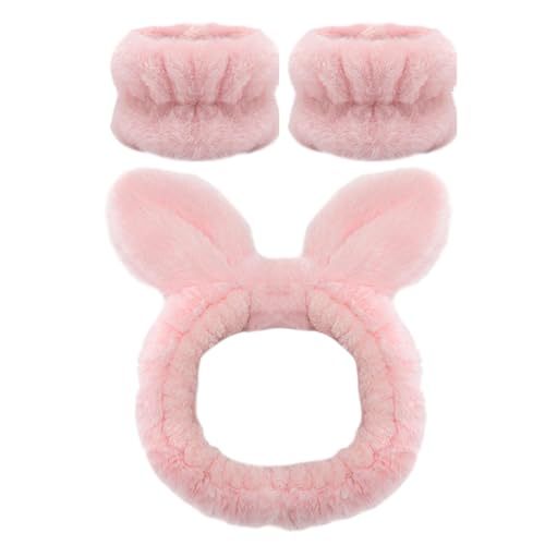 Soft Makeup Headbands, Absorbent Washbands, Comfortable Yoga Headband, Spa Headbands with Animal Ears 7.48"/15.75" for Facial Care, Washing Face and Makeup Application (1 Set) von ccuzs