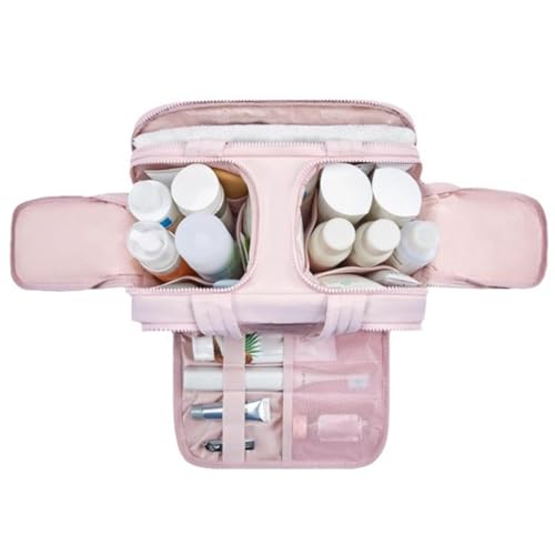 Travel Toiletry Bag, Lightweight Cosmetic Organizer with Large Wide Opening, 10.43x7.09x8.27 Inches Spacious Travel Pouch for Women Toiletries, Makeup, Shampoo and Necessity, Rosa, riferimento von ccuzs