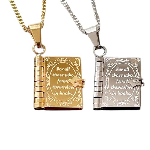 ccuzs Book Lover Necklace, Creative Jewelry, Elegant Charming Unique, Tiny Book Pendant, Creative Multi Layered Openable Book Pendant Jewelry for Women with Charming Literary Design, 53.3x1.6x1.6cm, von ccuzs