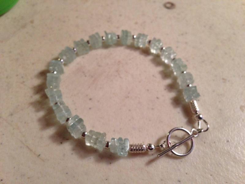 Aquamarin Armband - Sterling Silber Schmuck Blauer Edelstein Perlen Luxe Chic von cdjali