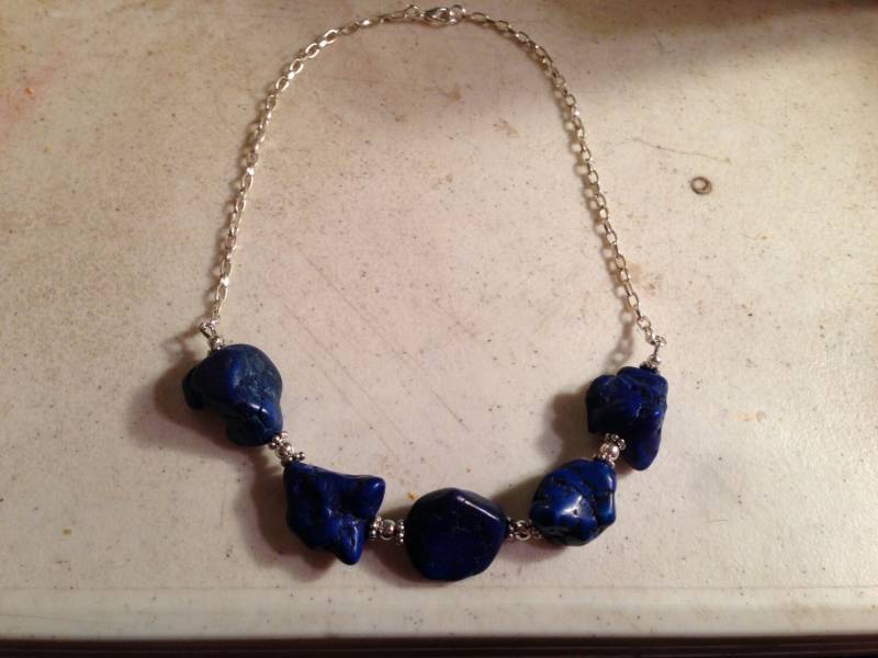 Blaue Kette - Blauer Schmuck Howlith Edelsteine Silberkette Trendy Mode von cdjali