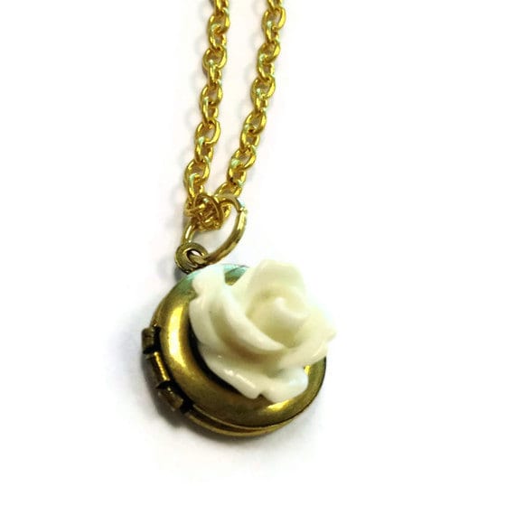 Blumenmedaillon Halskette - Mutter Tochter Brautjungfern Schmuck Hochzeitsschmuck Gelbgold Kette Braut Zierliche Bild Rose von cdjali