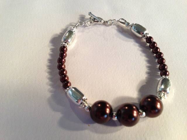 Braunarmband - Perle Schmuck Brautjungfer Silber Perlen Hochzeit Erdtöne Chunky Elegant Klassisch Mod von cdjali