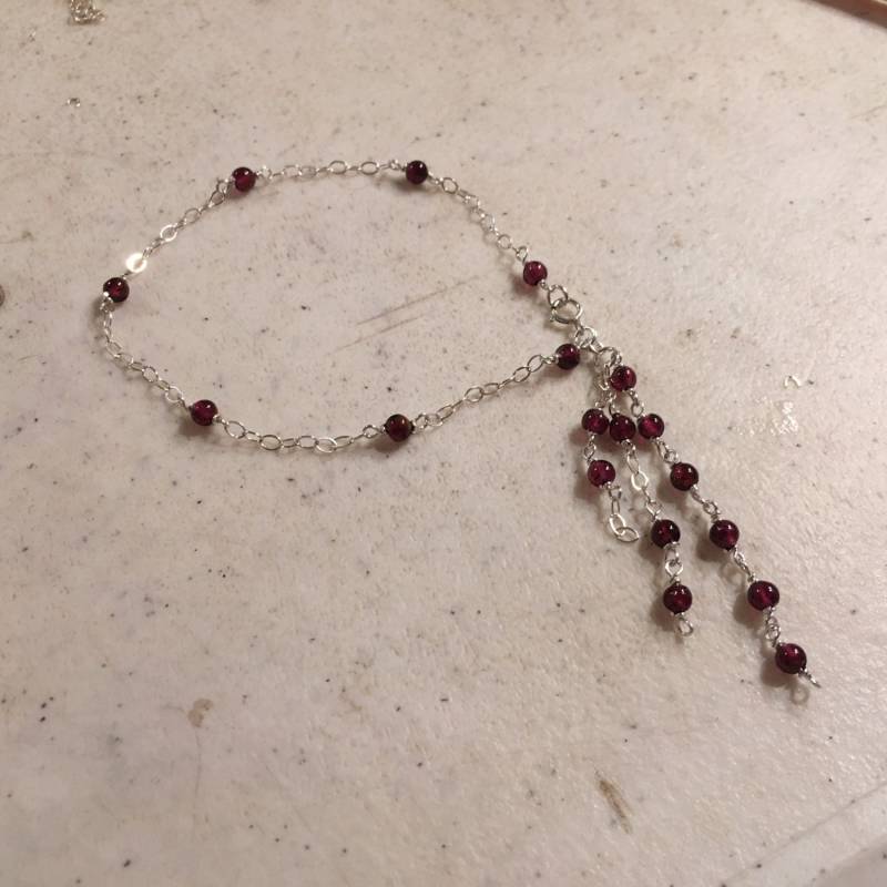 Granat Armband - Rot Schmuck Januar Geburtsstein Edelstein Kette Luxe Chic Sterling Silber Demir von cdjali