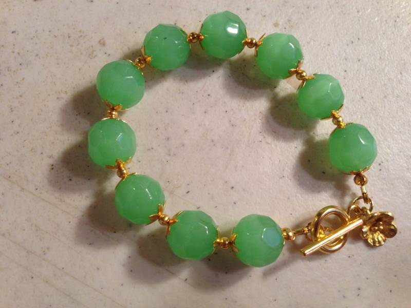 Grünes Armband - Gold Schmuck Charm Blume Chunky Mode Perlen von cdjali