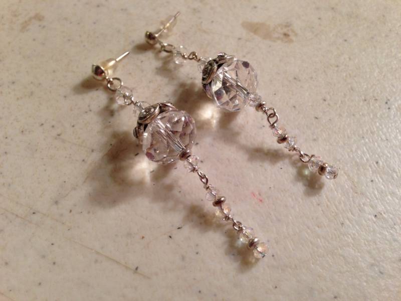 Kristall Ohrringe - Silber Schmuck Klare Dangle Fashion Glamour Hochzeit von cdjali