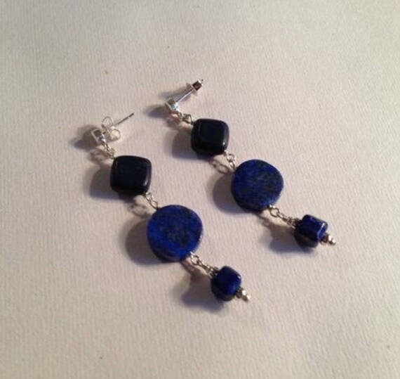 Lapis Ohrringe - Navy Blue Schmuck Edelstein Denim Sterling Silber Mode Lazuli von cdjali