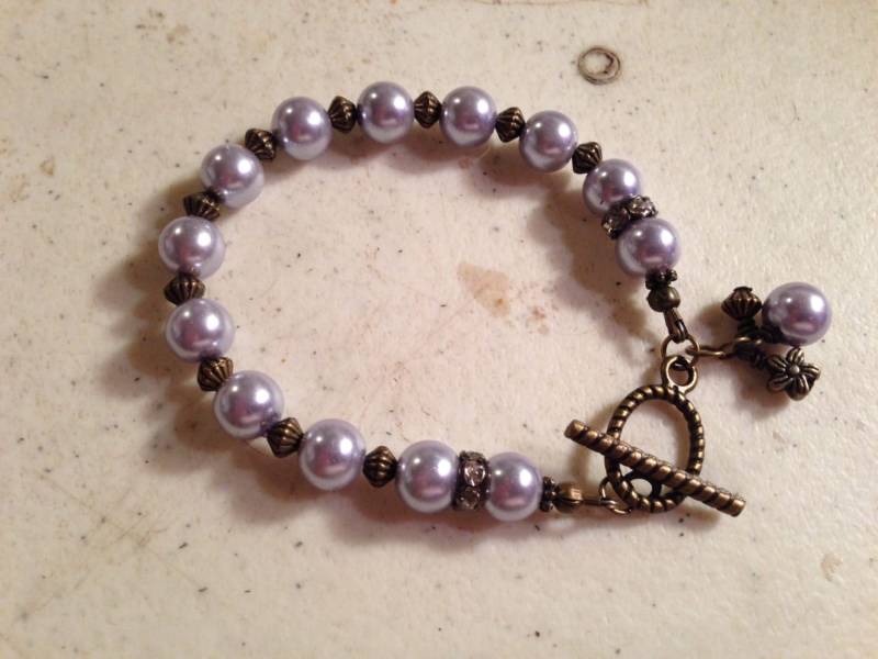 Lavendel Armband - Messing Schmuck Modeschmuck Charm Perlen Glasperlen Chic Mode Handmade Geschenk Luet von cdjali