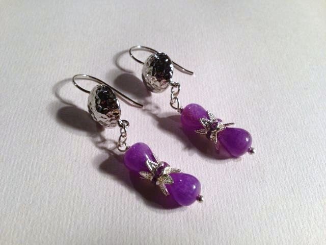 Lila Ohrringe - Silberschmuck Kristallschmuck Jade Edelsteine Baumeln Mode Alltag von cdjali