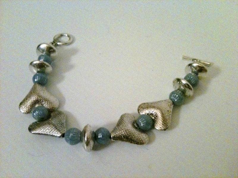 Mutter Tochter Armband - Blauer Schmuck Silber Herz Geschenk Liebe Mode Handgemacht Denim Valentine Luet von cdjali
