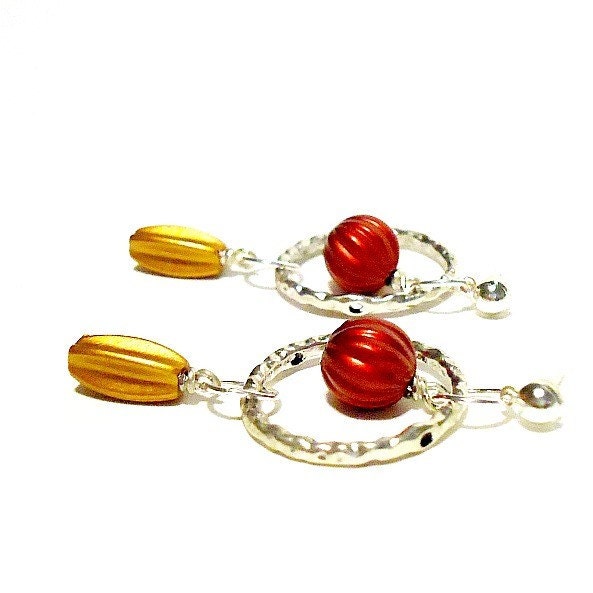 Ohrringe - Metallschmuck Silberschmuck Mixed Metal Rot Gold Baumeln von cdjali