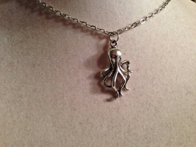 Oktopus Halskette - Silberschmuck Anhänger Schmuck Kette Mode Kitsch Hipster Ozean Meer von cdjali
