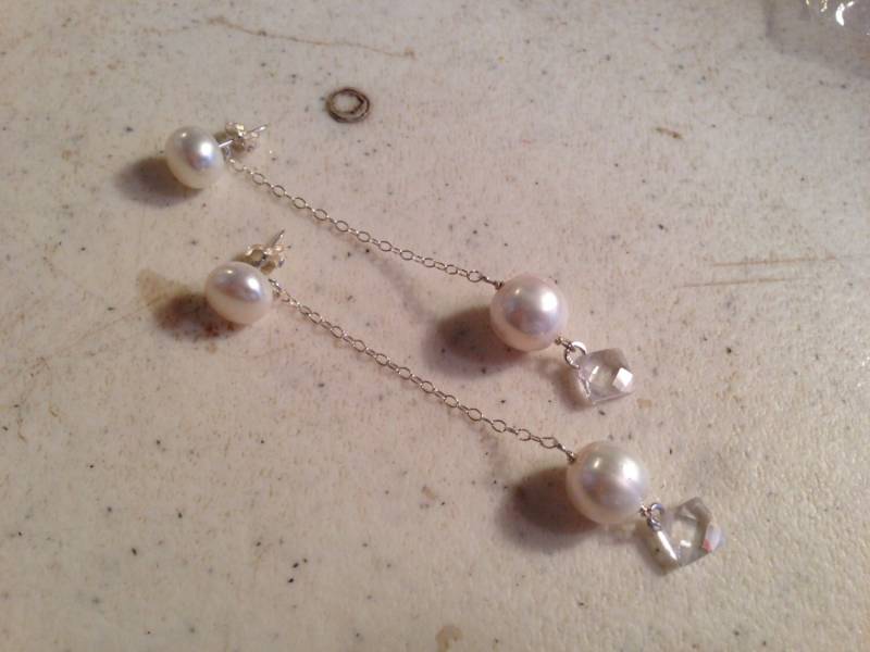 Perlen Ohrringe - Weißer Schmuck Zirkonia Cz Hochzeit Brautjungfer Baumeln Luxe Hochzeitsschmuck von cdjali