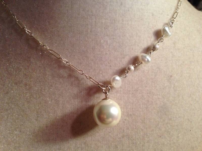 Perlenkette - Hochzeitsschmuck Sterling Silber Schmuck Kette Anhänger Braut von cdjali