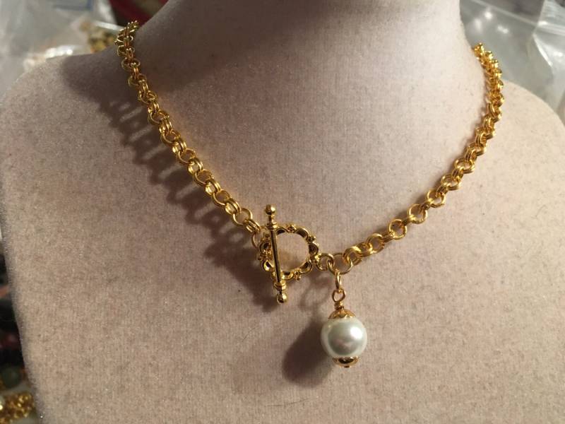 Perlenkette - Juni Geburtsstein Goldschmuck Chunky Chain Hochzeitsschmuck Braut Brautjungfern von cdjali