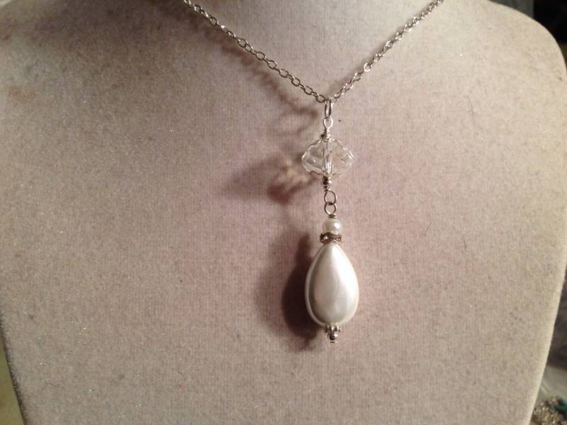 Perlenkette - Silberschmuck Weißer Hochzeitsschmuck Braut Klarer Kristall Kette Mode Anhänger von cdjali
