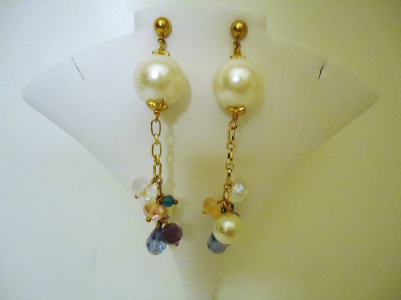 Perlenohrringe - Kristallschmuck Juni Geburtsstein Goldschmuck Braut Brautjungfern 30. Hochzeitstag Juwelentöne Regenbogen von cdjali