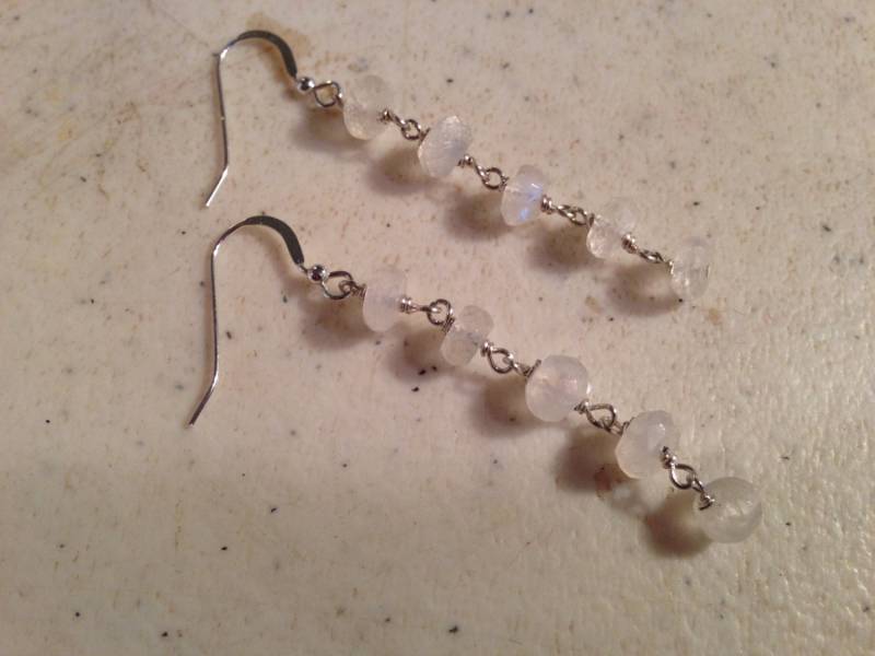 Regenbogen Mondstein Ohrringe - Sterling Silber Schmuck Edelstein Mode Luxe von cdjali