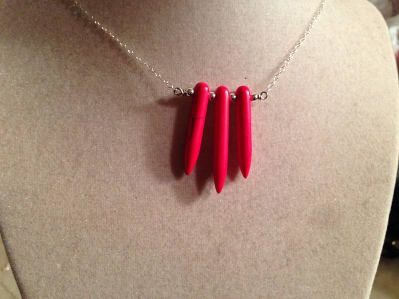 Rote Halskette - Türkis Schmuck Spitze Spike Perlenkette Sterling Silber Anhänger Kette von cdjali