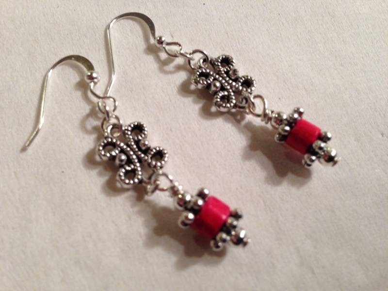 Rote Ohrringe Filigranschmuck Silber Schmuck Baumeln Jeden Tag Holz von cdjali