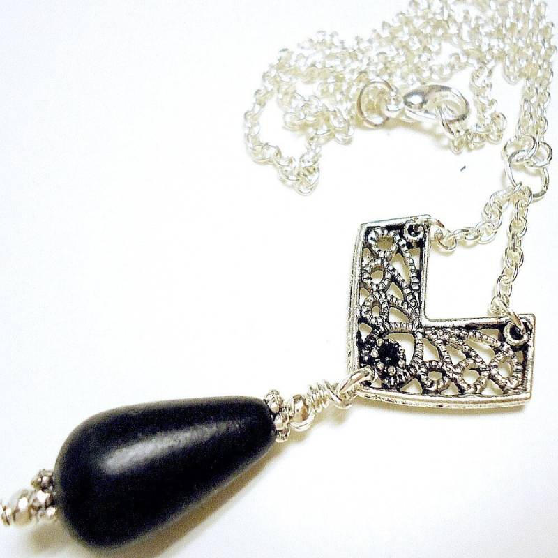 Schwarze Halskette - Anhänger Schmuck Brautjungfern Silber Hochzeit Kette Mode von cdjali