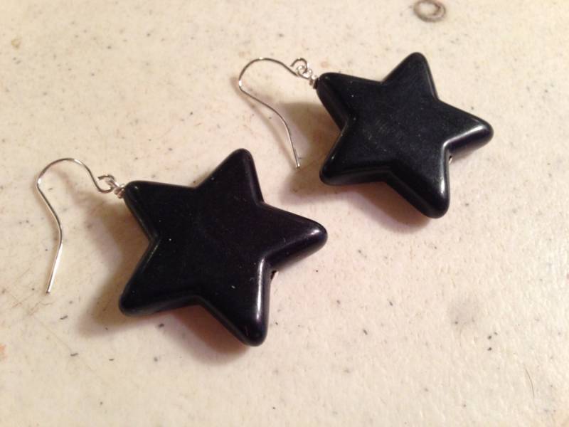 Schwarze Ohrringe - Sterne Schmuck Türkis Mode Silber Western Rodeo Trendy Style von cdjali