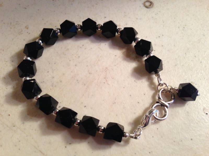 Schwarzes Armband - Schwarzer Schmuck Silberschmuck Chunky Schwarz Und Silber Mode Trendy von cdjali