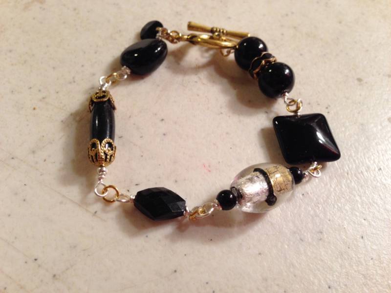 Schwarzes Armband - Silber Gold Schmuck Draht Gewickelt Mode Mod Funky Statement von cdjali