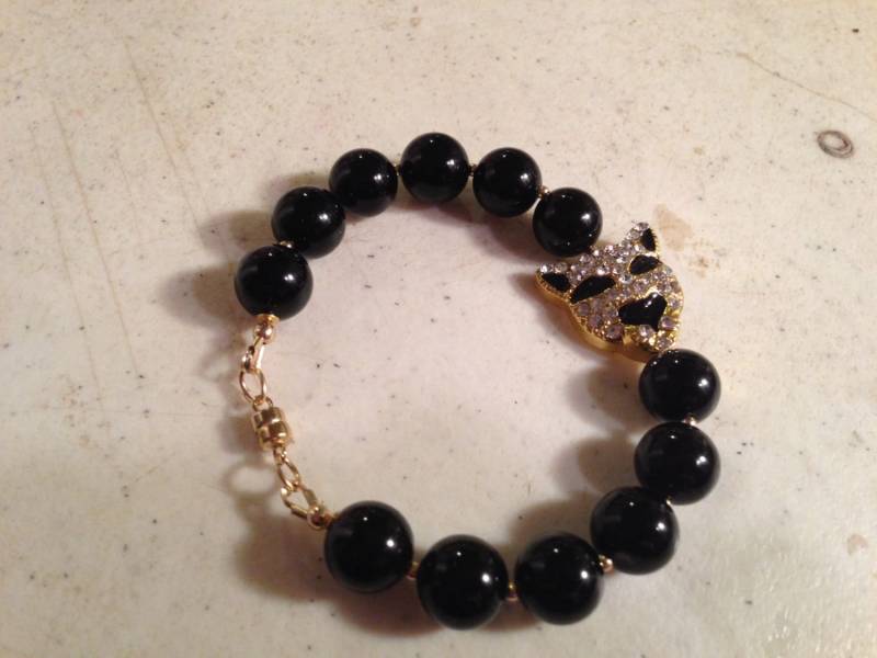 Schwarzes Onyx Armband - Goldschmuck Tigerschmuck Kristalle Mode Trendy von cdjali