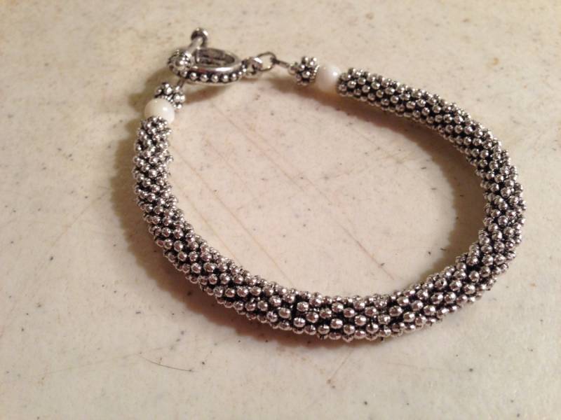 Silber Armband - Daisy Kette Schmuck Weißer Katzen Auge Edelstein Mode Jeden Tag 8, 5 Zoll Handgemacht Perlen Geschenk von cdjali
