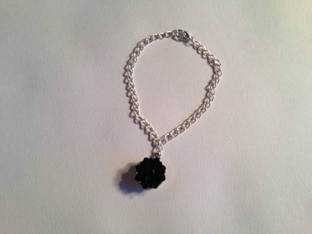 Silber Armband - Schwarze Blume Charm Schmuck Kette Handgefertigt Mode Geschenk von cdjali