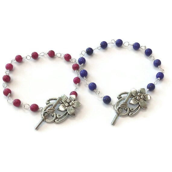 Türkis Armband - Schmuck Brautjungfer Graduierung Rosa Lila Silber Edelstein Hochzeit Blume B-78 79 von cdjali