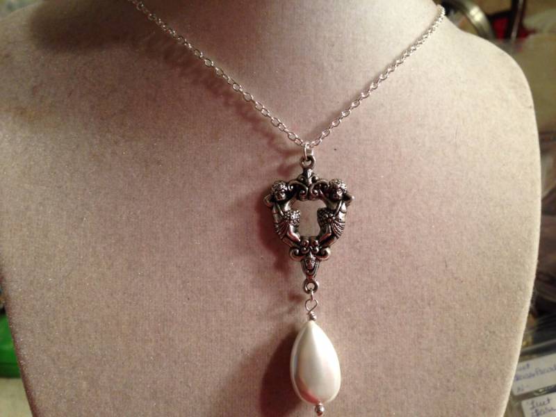 Weiße Perlenkette - Silberschmuck Anhängerschmuck Kette Lang Mode Stil Hochzeit von cdjali