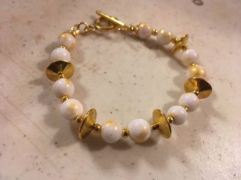 Weißes Armband - Gold Schmuck Jade Edelstein Perlen Mode Trendy Toggle Handgemachtes Geschenk Luet von cdjali