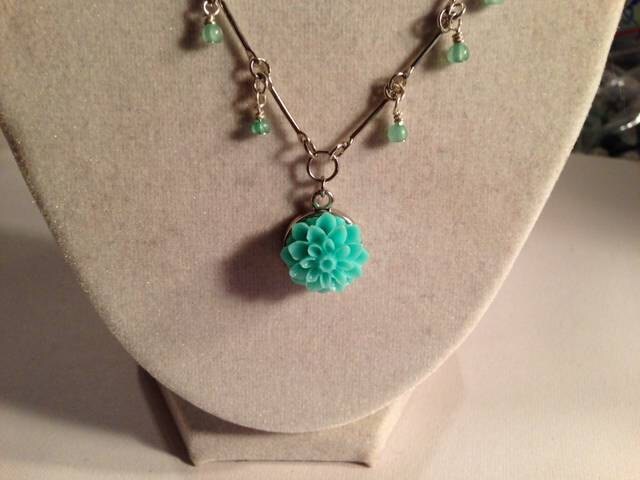 Zierliche Kette - Blumen Anhänger Silberschmuck Kettenschmuck Perlen von cdjali