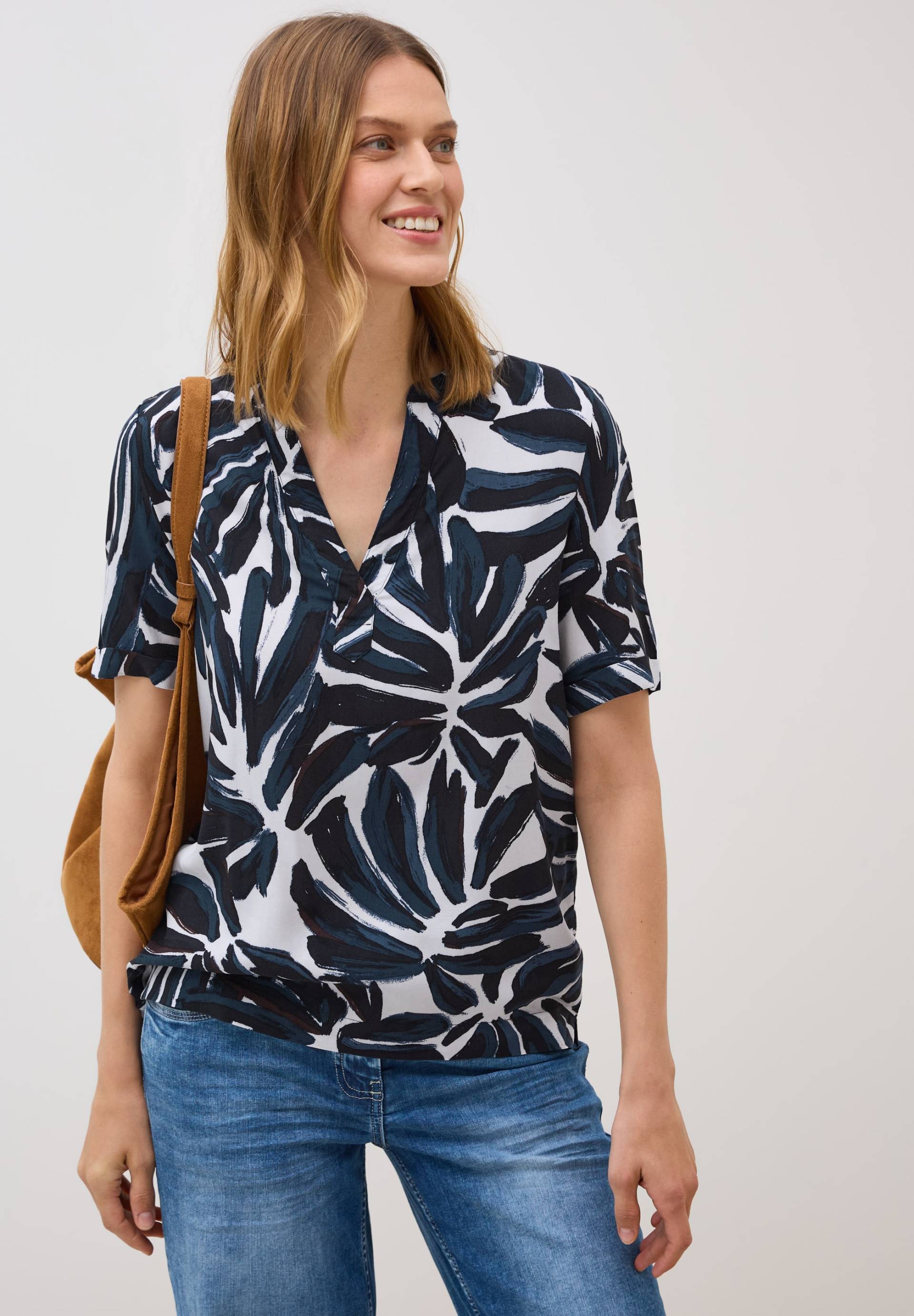Cecil Shirtbluse Split Neck Tunika mit floralem Muster von cecil