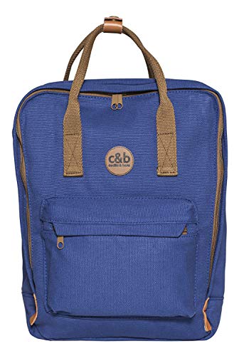 cecilia&bens Canvas Rucksack Damen Herren Schulrucksack Notebook bis 14 Zoll und A4 Blöcke, Farbe:blau von cecilia&bens