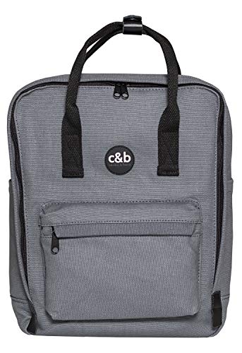 cecilia&bens Canvas Rucksack Damen Herren Schulrucksack Notebook bis 14 Zoll und A4 Blöcke, Farbe:grau von cecilia&bens