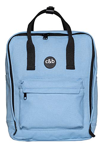 cecilia&bens Canvas Rucksack Damen Herren Schulrucksack Notebook bis 14 Zoll und A4 Blöcke, Farbe:hellblau von cecilia&bens