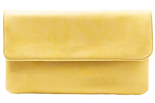 cecilia&bens Elegante Damen Clutch Handtasche | Abendtasche | Schminktasche kleine Tasche 100% Vegan, Farbe:gelb von cecilia&bens