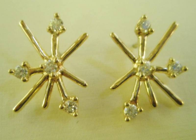14 Karat Gold Diamant Sprüh Ohrringe 14 Karat Gold Diamant Sprüh Ohrringe von cedarislandartist
