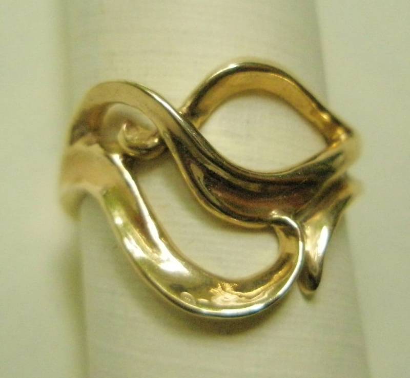 14 Karat Gold Freiform Wirbel Design Ring 14 Karat Gold Freiform Wirbel Design Ring von cedarislandartist